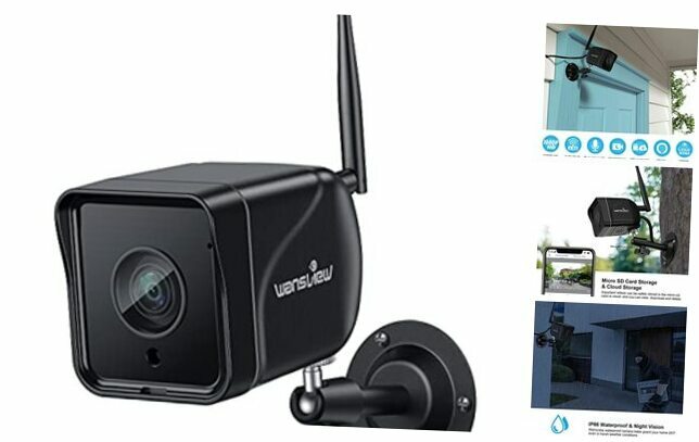 1080P Wireless Outdoor Security Camera with WiFi, IP66 Waterproof in Black