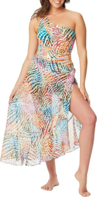 BEYOND CONTROL LONG RUFFLE FULL CIRCLE SWIM COVER UP PAREO SIZE L/XL NEW