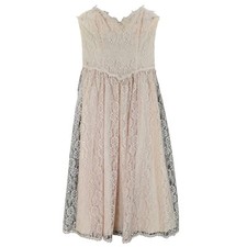 Vtg 1980  s Gunne Sax Strapless Corset Dress Pale Pink Lace Back Zipper Sz 12