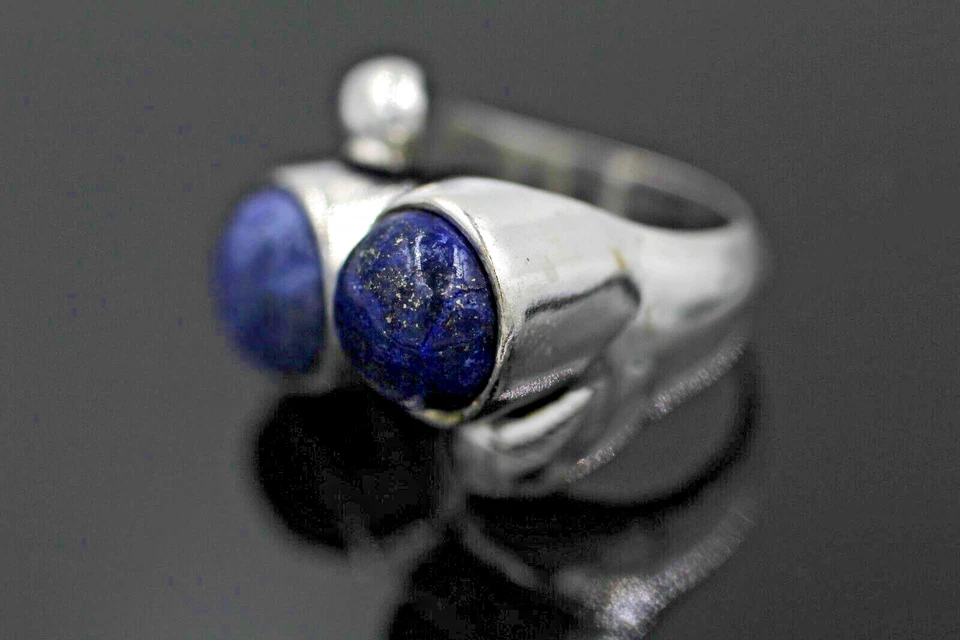 Этническое племенное ювелирное кольцо в ретро-стиле с синим лазуритом латунное кольцо размер США «7,5 - Изображение 2 из 4