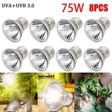 8Pcs 75W Reptile Lamp UVA UVB 3.0 Pet Heat Lamp Turtle Grow Basking Light Bulb