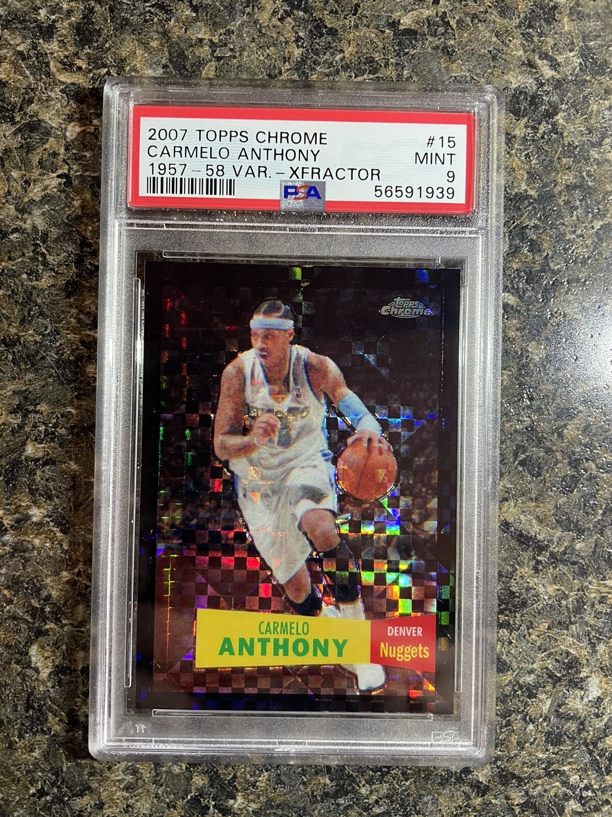 2007 Topps Chrome Black Xfractor Carmelo Anthony PSA 9 Mint Very Rare /50
