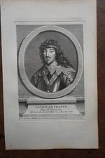 GASTON DE FRANCE DUC D'ORLEANS . PORTRAIT. ORIGINAL ENGRAVING. 1760