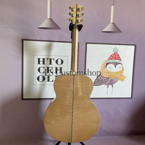 New Natural J200 Acoustic Electric Guitar Jumbo Spruce Top Flame Back&Side 101EQ - Picture 5 of 7