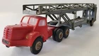 BERLIET TRACTOR TBO 15 RED AND GREY CAR DOOR TRAILER NOREV (N7)