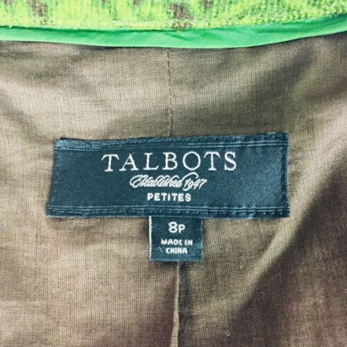 Talbots Cord Blazer Jacke Damen 8P Grün Blumen Jacquard Knopf Taschen - Bild 2 von 8