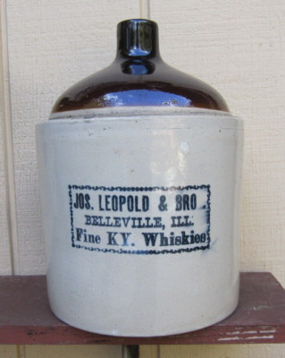 Jos. Leopold & Bro. Belleville, ILL. fine KY. whiskies 2 gallon jug