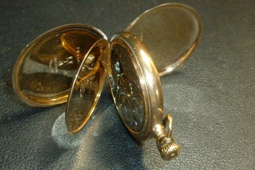 Antique pocket watch elgin G.F. womens hunter style