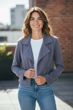 Chapter One Open Front Duster Jacket Gray Size Large Zip Front Pockets