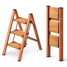 3 Step Ladder, Folding Step Stool with Anti-Slip Wide Pedal, Aluminum Materia...