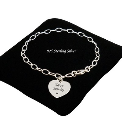 Sterling Silber Kette Gravur Herz Bettelarmband - Gratis Schmuck Gravur