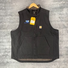 NEW Carhartt Sherpa-Lined Loose Fit Vest Black Cotton Mens Size XL OV4277-M LOGO