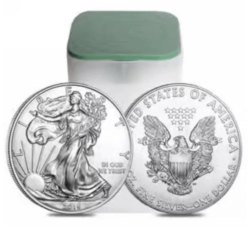 Roll of 20 2016 GRM BU American Silver Eagle Dollars, $1 U.S. .999 ASE 1 oz Set