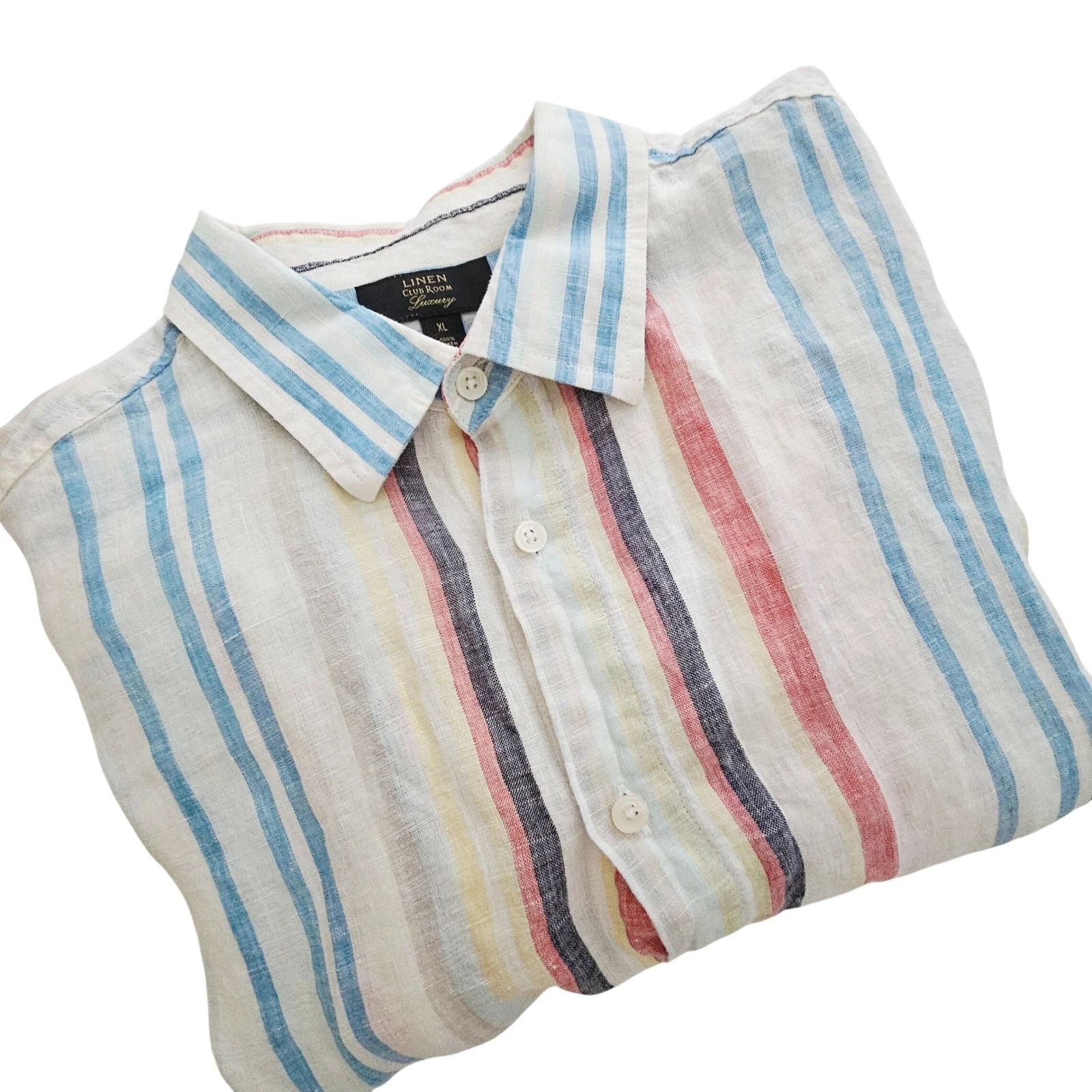 Club Room Luxury Mens XL 100% Linen Striped Button Down Shirt Multi Color
Opens in a new window or t