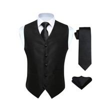 Mens Paisley Jacquard Vest Tie Set 3 Piece Slim Fit V-Neck Button Formal Suit
