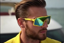 Gafas De Sol Lentes Polarizadas Para Hombres Men Sport Yellow Mirror Sunglasses