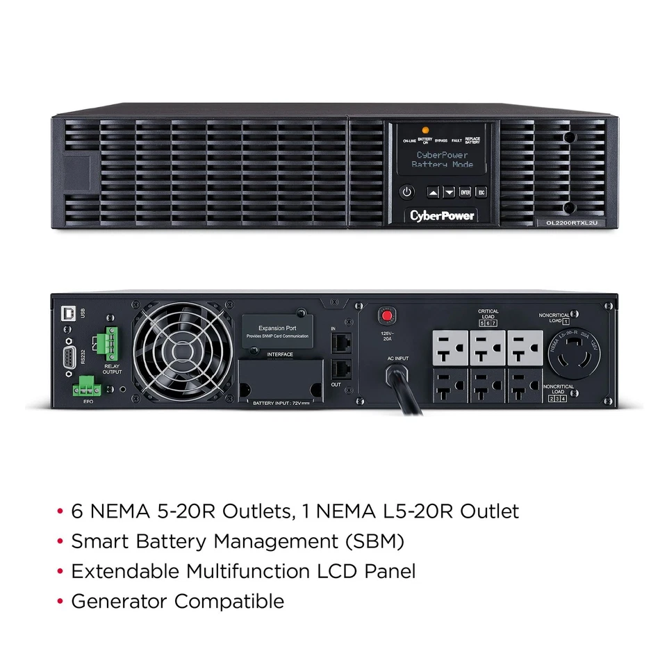 CyberPower OL2200RTXL2U Smart App Online UPS System 2200VA/1800W 7 Outlets - Image 3 of 4