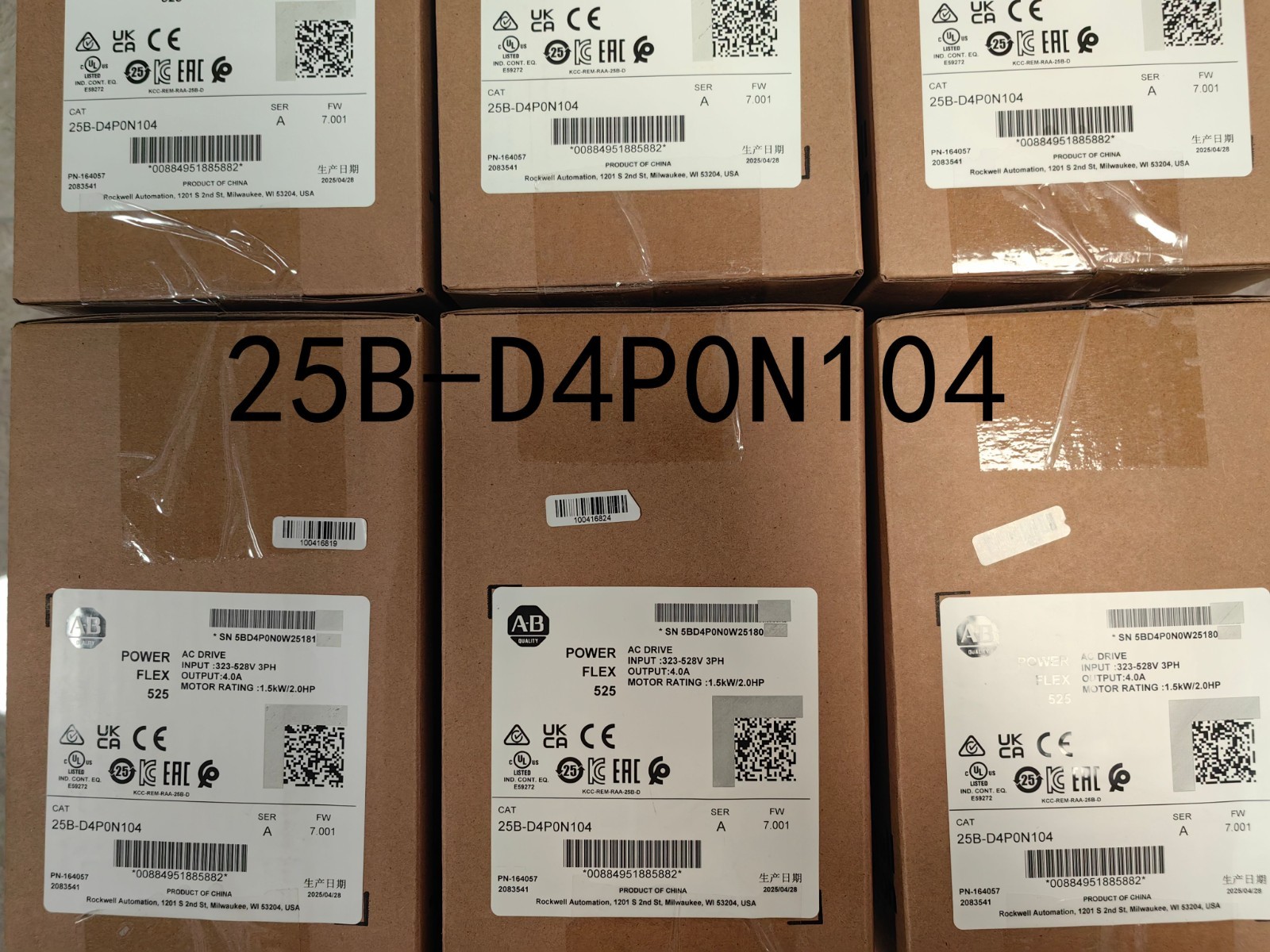 2025 New 25B-D4P0N104 Ser A PowerFlex AC Drive 1.5kW 2Hp