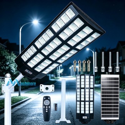 LINEBA 11000W Commercial Solar Street Light Dusk to Dawn Lamp Road Parking Lot