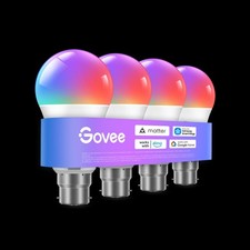 Govee H6008 RGBWW Smart LED Bulb 800lm 9w Alexa & Google 4 Pack