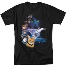 Star Trek The Original Series Feline Galaxy Cats as the Crew T-Shirt NEW UNWORN