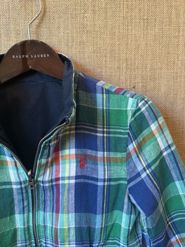 Polo Ralph Lauren Boys Blue Green Plaid Reversible Jacket Size S (8) - Picture 5 of 6