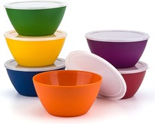 Plastic Bowls with Lids set of 6 - Unbreakable and Reusable 6-inch Plastic Cerea