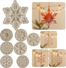8 Pck Pendant Molds Snowflake Resin Mold - Resin Casting Silicone Molds for Home