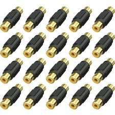 20 Pack RCA Female to Female Coupler Audio Video Adapter Gold Plated, for Pho...