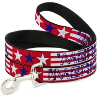 Dog Leash 6-FEET 'Merica Stripes/Stars Red/White/Blue (Us Import)