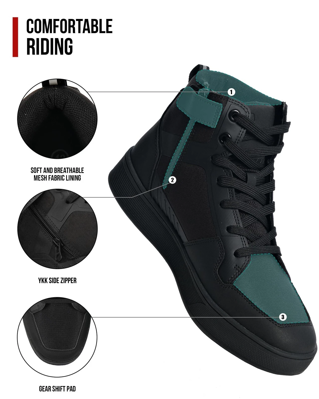 RIDEIRON Motorcycle Shoes for Men, CE Certified, Thickened AntiSlip Sole, Bre... image 6