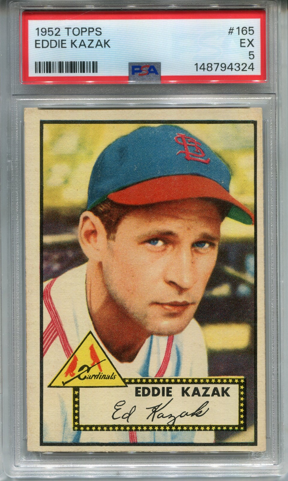1952 Topps #165 Eddie Kazak PSA 5 EX St. Louis Cardinals