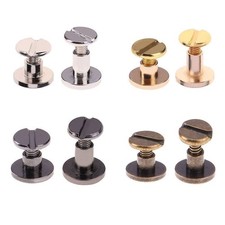 40 Sets Leather Craft Brass Belt Screw Chicago Nail Rivets Stud Flat Head Wallet