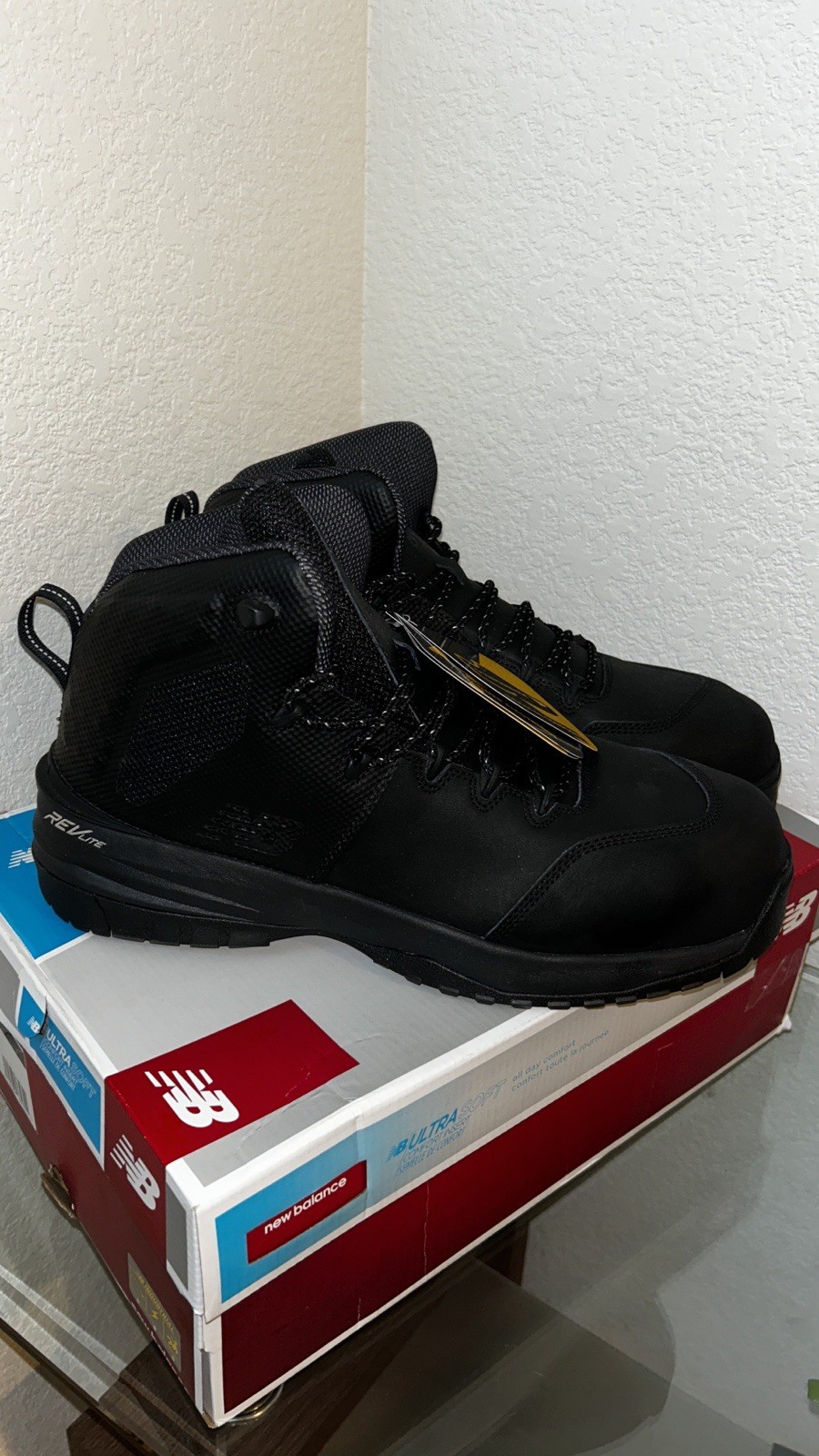 's Size 13 Work Boots Black Composite Toe Shoes