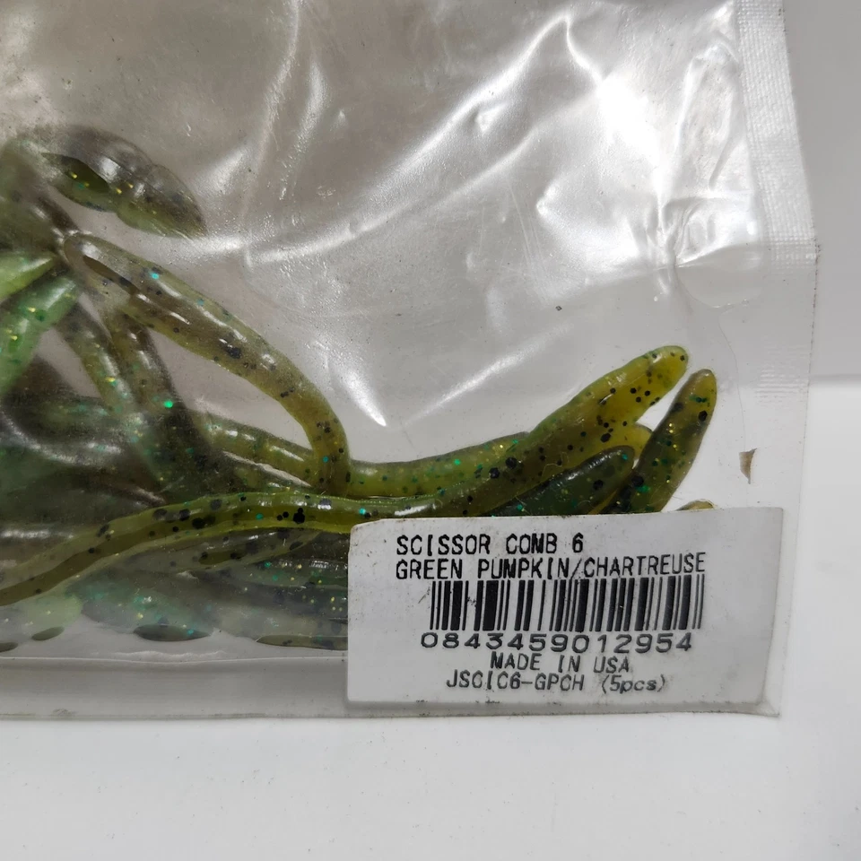 Jackall Scissor Comb Soft Bait Fishing Green Pumpkin Chartreuse 6in JSCIC6-GPCH - Image 4 of 4