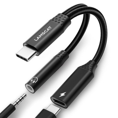 USB C Kopfhörer Adapter und Laden PD 60W 2 in 1 Typ C auf 3.5mm Klinke Adapter