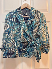Petite Alex Evenings Women's Blue and Black Abstract Print Jacket - Size MP