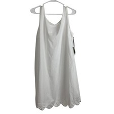 00639 Kate Spade New York White Scalloped Hem Sleeveless Shift Dress Size M NWT