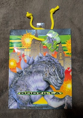 Vintage 1998 Godzilla Gift Wrap Bag Unused, 7''x9''x4'' Toho Movie Kaiju 