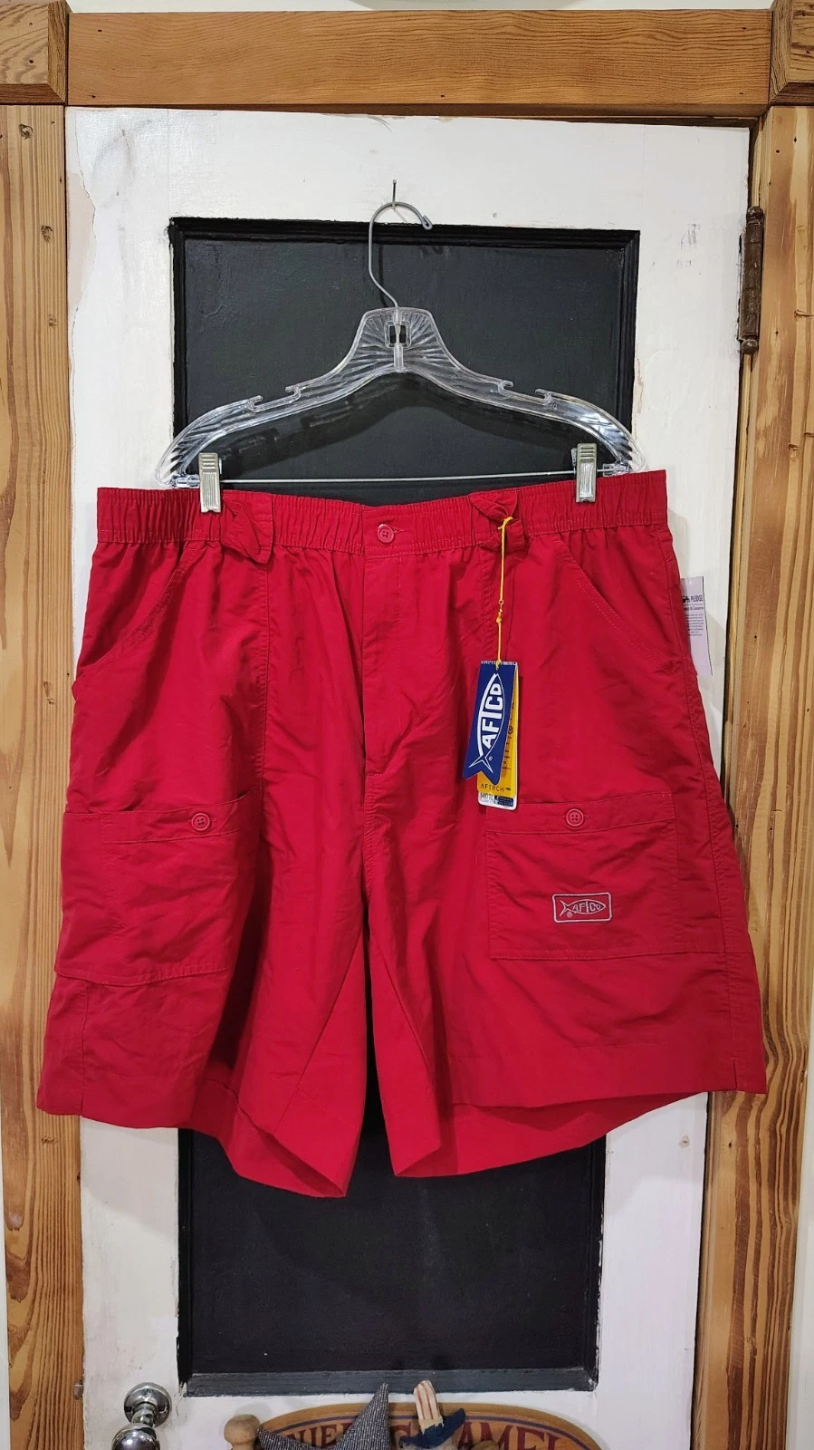 mens red Afico American fishing tackle company shorts size 44 new