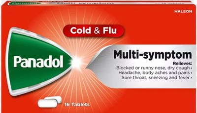 Panadol Cold and Flu Multi-Symptom Tablets- 16 tablets Relieves Fever Dry Cough