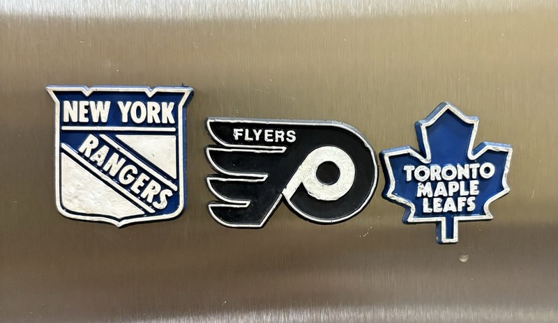 NHL Hockey Refrigerator Magnet Set Vintage Maple Leafs Flyers New York Rangers