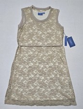 Simply Vera Vera Wang Beige Lace Overlay Sleeveless Dress Size L NWT