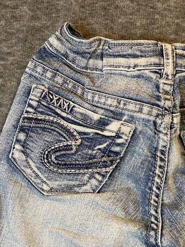 Silver Jeans Girls Size 6X Blue Denim Tammy Embroidered Light Wash Adjustable - Picture 20 of 20