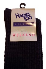 Vintage 1999 Black Hanes Too Legwear Weekend Pearl Stich Socks Womens Size 9-11