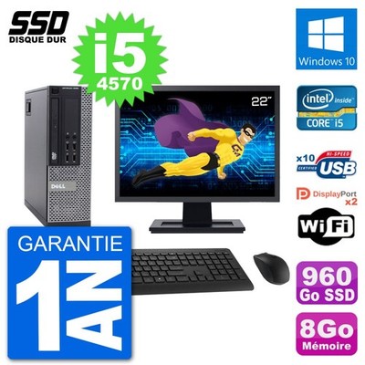 PC DELL 9020 SFF Bildschirm 22 '' Intel Core i5-4570 RAM 8Go SSD 960Go Windows 10