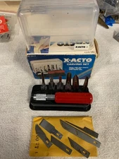 X-ACTO®  Vintage #5177 Carving Set 13 Blades Handle Storage Box New Old Stock