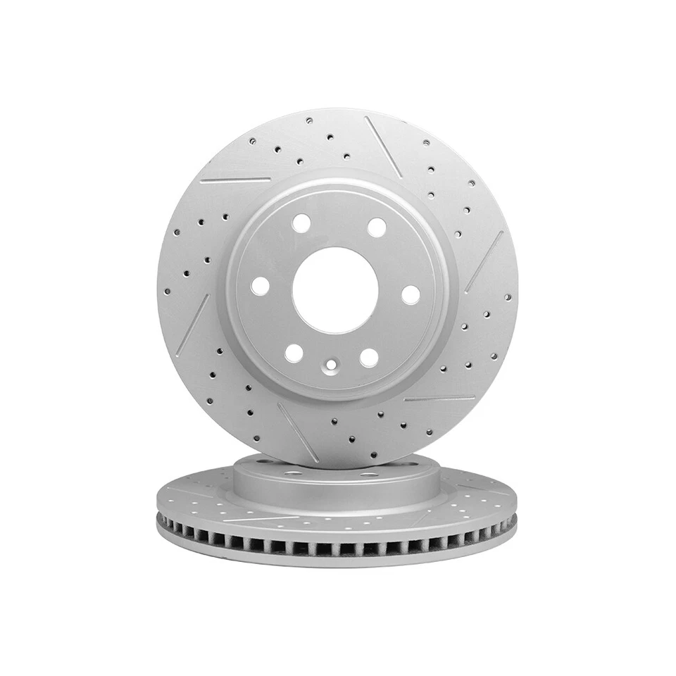 Front & Rear Drilled Rotors + Ceramic Brake Pads Kit for Chevrolet Traverse GMC - Image 2 of 4