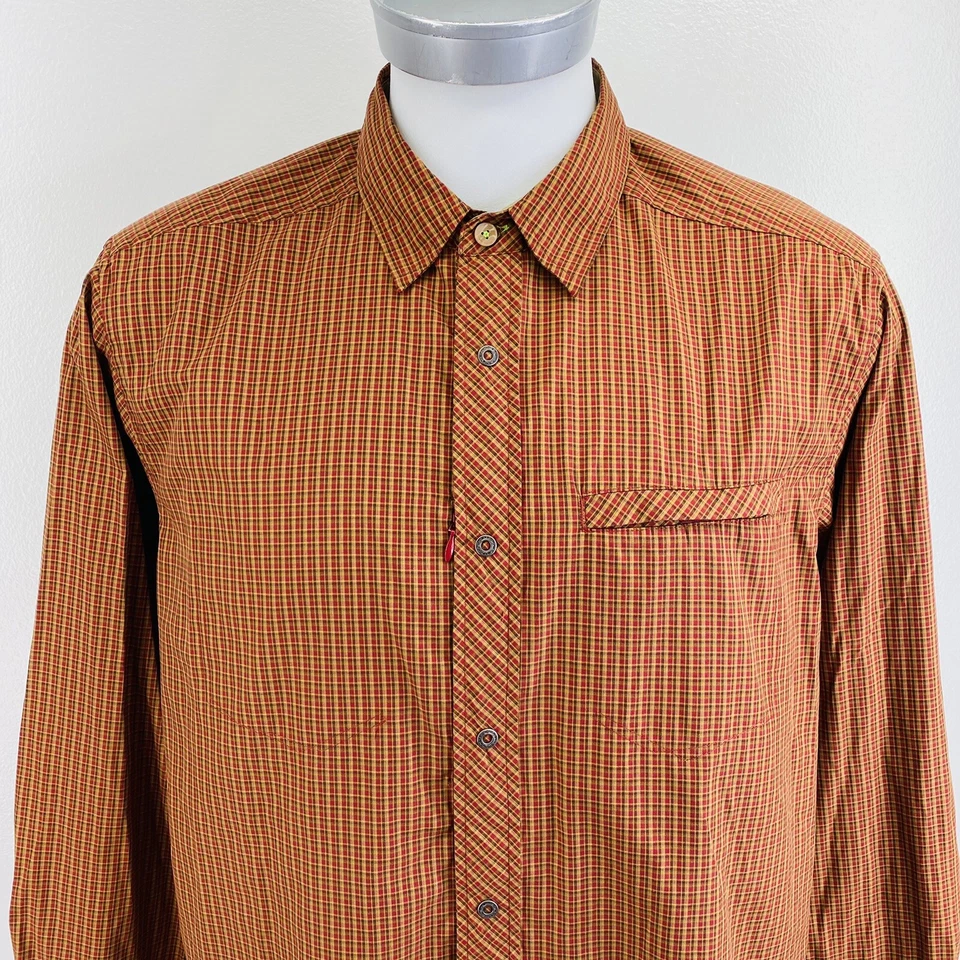 Exofficio Mens Sz XL Vented Hiking Long Sleeve Shirt Brown Plaid Nylon Blend  S1 - Image 2 of 4