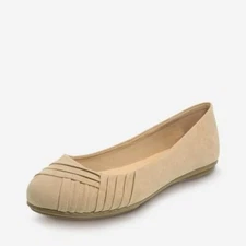 American Eagle/Lower East Side Women's Bree Pleated Ballet Flat Shoes Black/Tan/